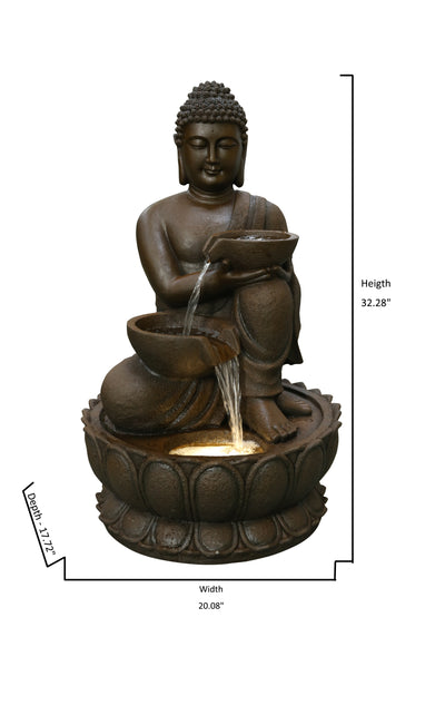 Large Buddha Fountain With Warm White Led Hi-Line Gift Ltd.