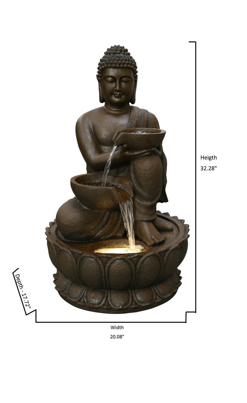 Large Buddha Fountain With Warm White Led Hi-Line Gift Ltd.