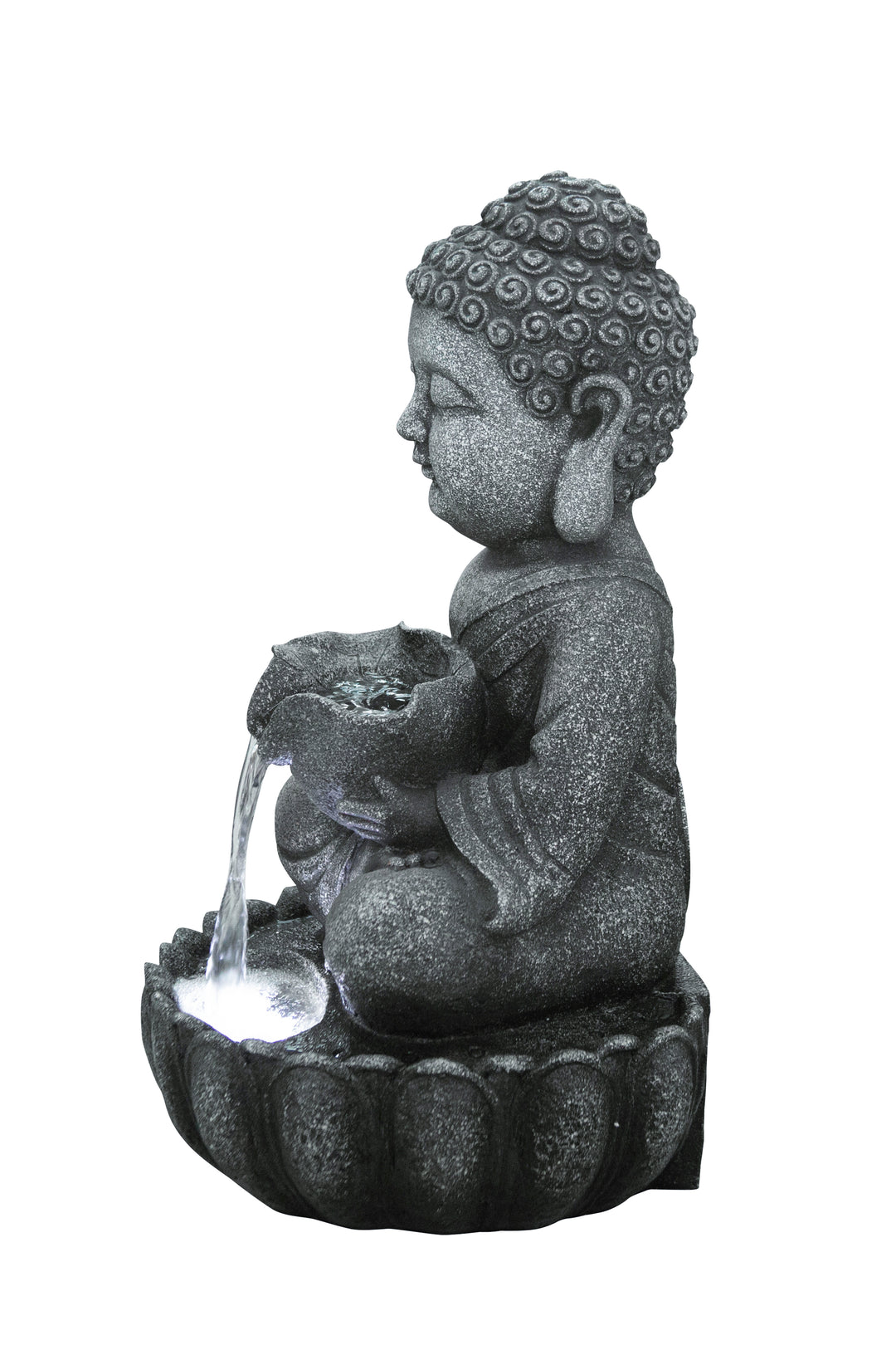 Sitting Buddha Fountain W/white Led Hi-Line Gift Ltd.