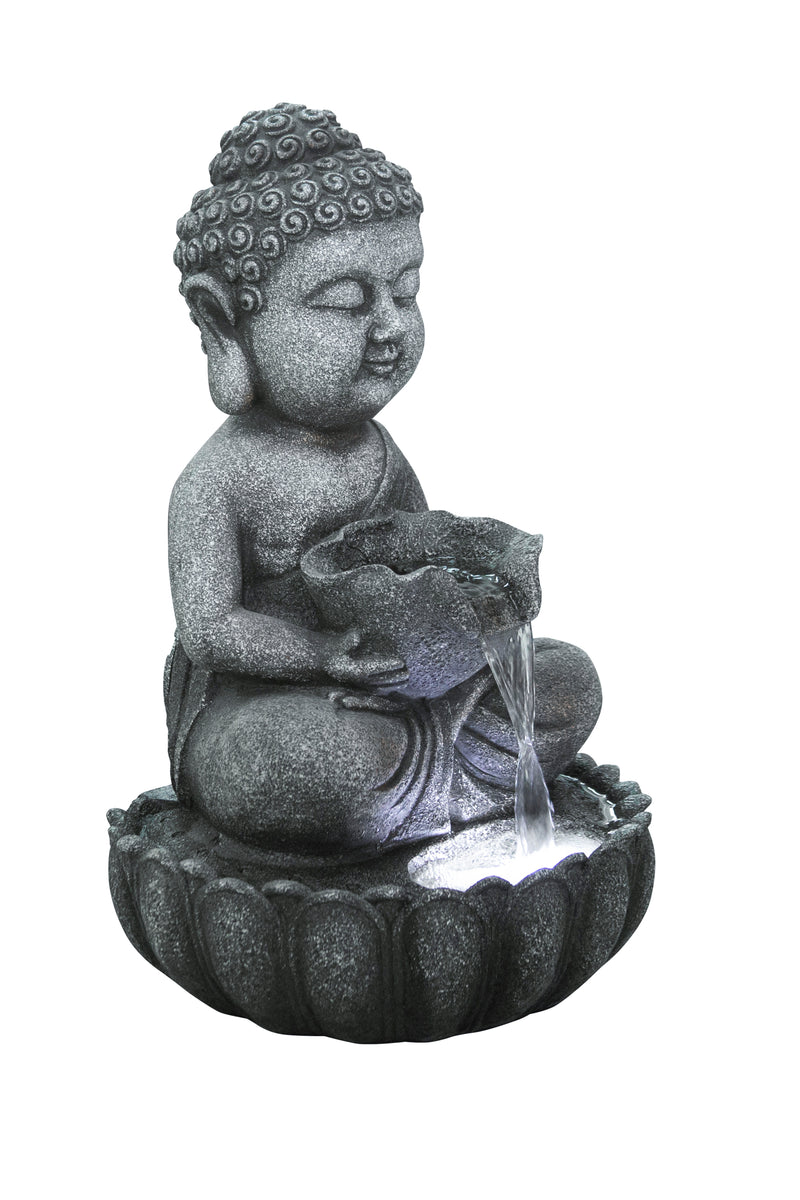 Sitting Buddha Fountain W/white Led Hi-Line Gift Ltd.