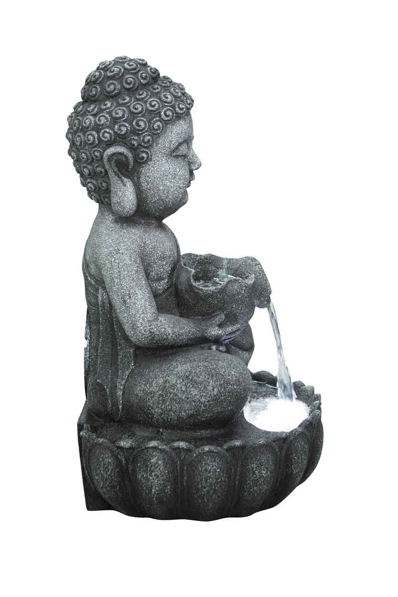 Sitting Buddha Fountain W/white Led Hi-Line Gift Ltd.