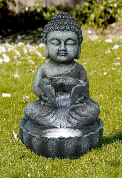 Sitting Buddha Fountain W/white Led Hi-Line Gift Ltd.