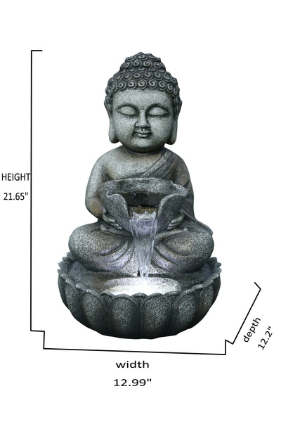Sitting Buddha Fountain W/white Led Hi-Line Gift Ltd.