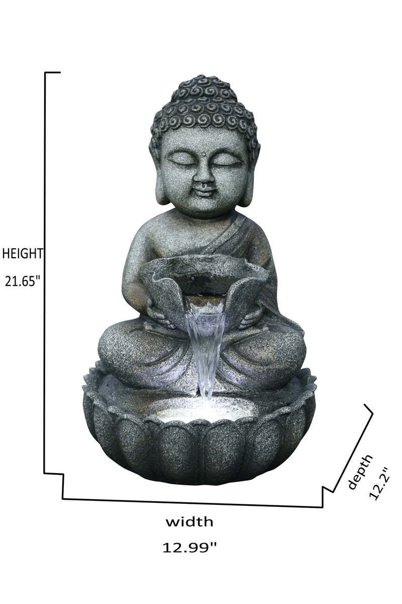 Sitting Buddha Fountain W/white Led Hi-Line Gift Ltd.