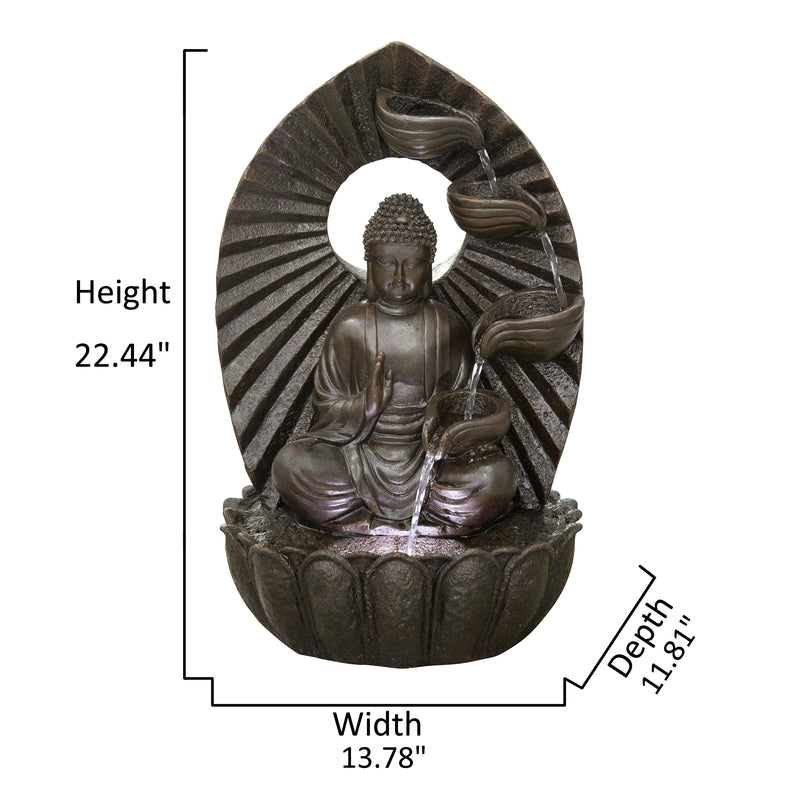 Stacking Bowls Buddha Fountain W/wt Led Hi-Line Gift Ltd.