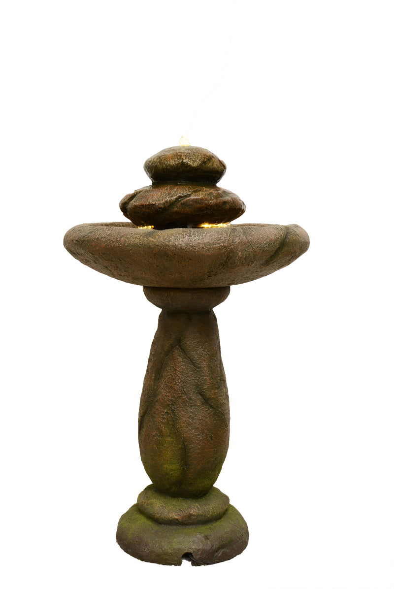 Stone Pedestal Fountain With Bird Bath Hi-Line Gift Ltd.