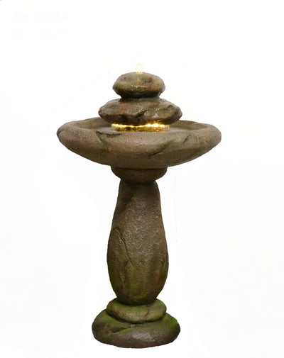 Stone Pedestal Fountain With Bird Bath Hi-Line Gift Ltd.