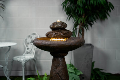 Stone Pedestal Fountain With Bird Bath Hi-Line Gift Ltd.