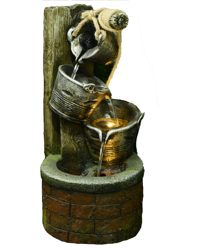 Three Pouring Buckets Fountain With Warm White LEDs Hi-Line Gift Ltd.