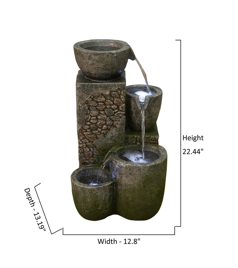 Rock Fountain W/3 Cool White Leds Hi-Line Gift Ltd.