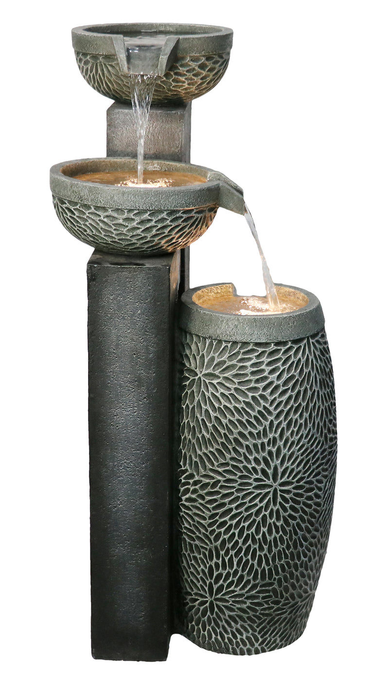 4 Tiers Modern Cascading Water Fountain Outdoor With Warm White Leds Hi-Line Gift Ltd.