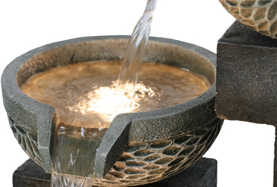 4 Tiers Modern Cascading Water Fountain Outdoor With Warm White Leds Hi-Line Gift Ltd.