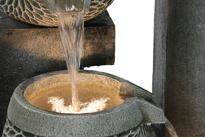 Grepatio 4-Tiers Indoor/Outdoor Garden Water Fountain, 32" H Cascading