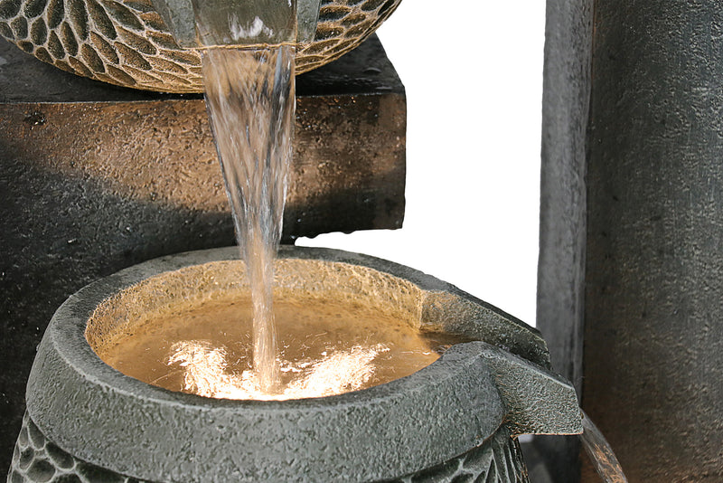 4 Tiers Modern Cascading Water Fountain Outdoor With Warm White Leds Hi-Line Gift Ltd.