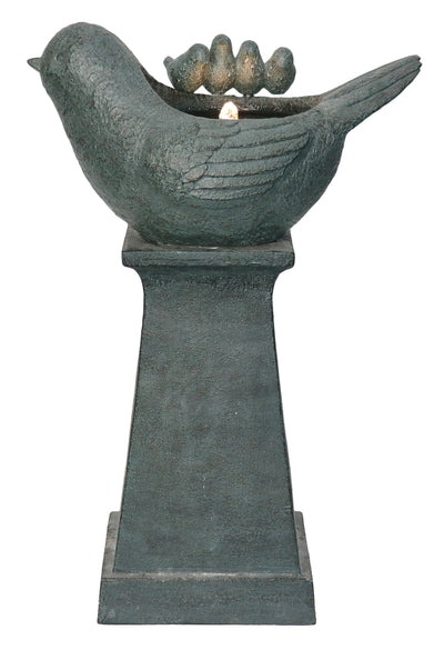 Lighted Bird Bath Fountain Outdoor With Warm White Leds Hi-Line Gift Ltd.
