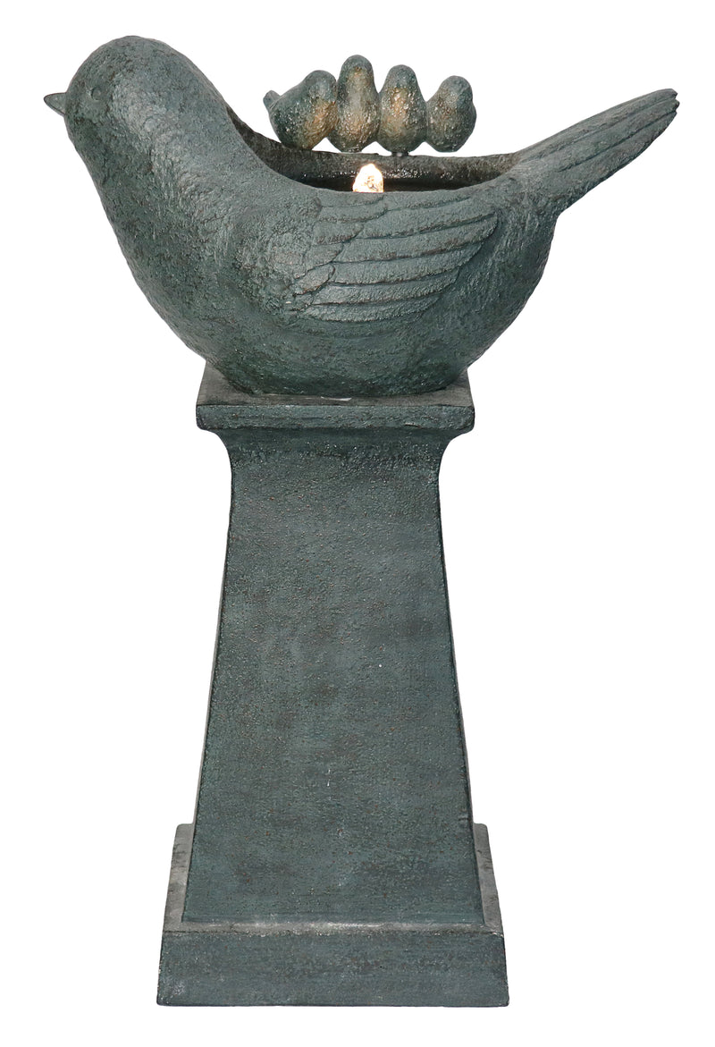 Lighted Bird Bath Fountain Outdoor With Warm White Leds Hi-Line Gift Ltd.