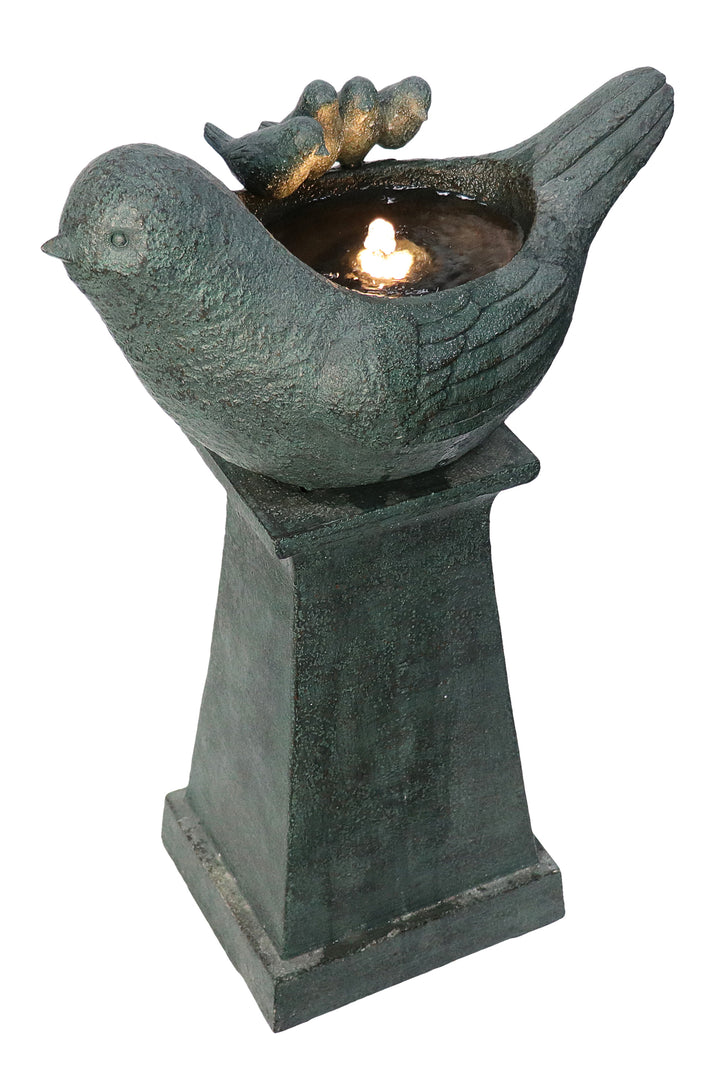 Lighted Bird Bath Fountain Outdoor With Warm White Leds Hi-Line Gift Ltd.