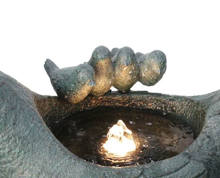 Lighted Bird Bath Fountain Outdoor With Warm White Leds Hi-Line Gift Ltd.