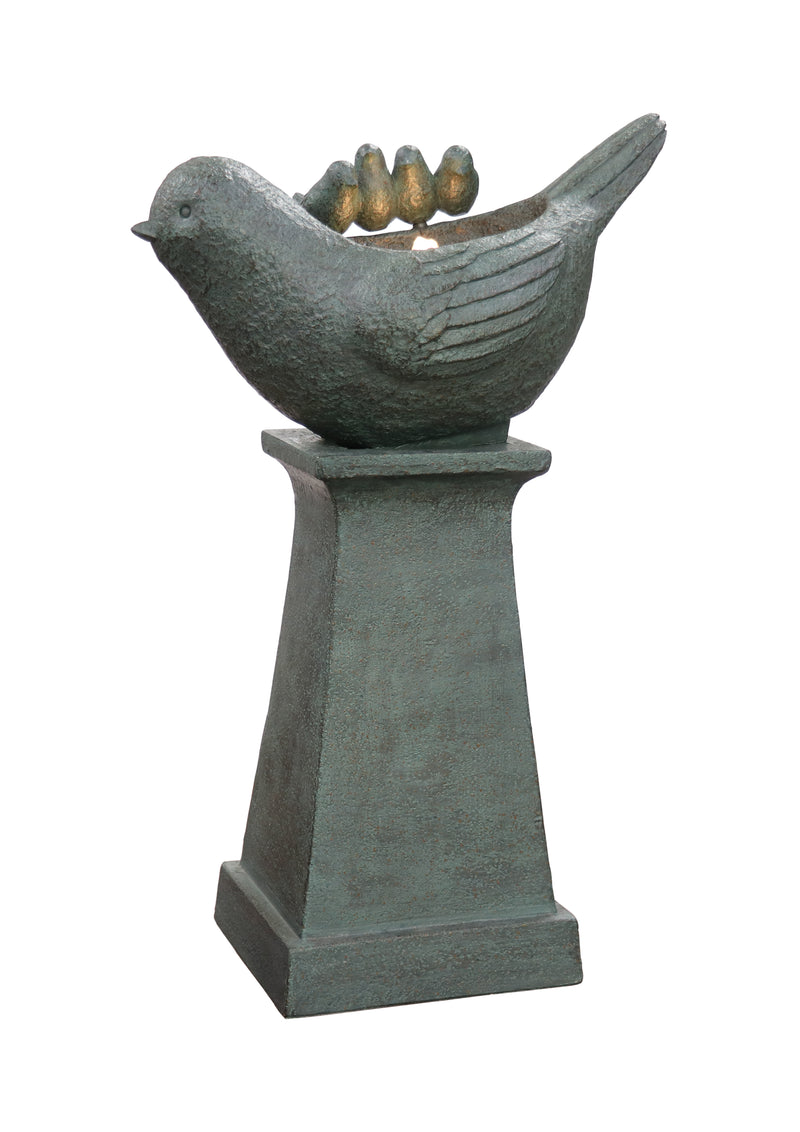 Lighted Bird Bath Fountain Outdoor With Warm White Leds Hi-Line Gift Ltd.