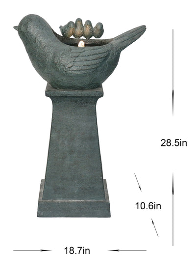 Lighted Bird Bath Fountain Outdoor With Warm White Leds Hi-Line Gift Ltd.