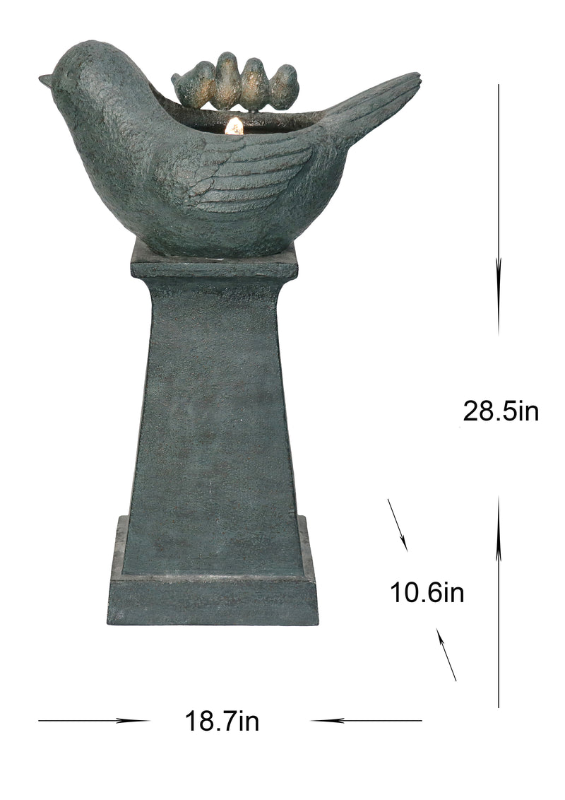 Lighted Bird Bath Fountain Outdoor With Warm White Leds Hi-Line Gift Ltd.