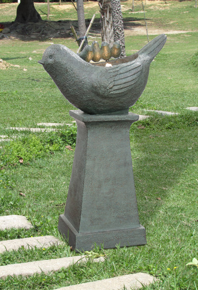 Lighted Bird Bath Fountain Outdoor With Warm White Leds Hi-Line Gift Ltd.