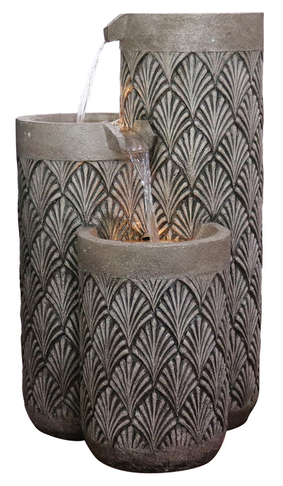 Modern Pillars Cascading Water Fountain Outdoor With Warm White Leds Hi-Line Gift Ltd.