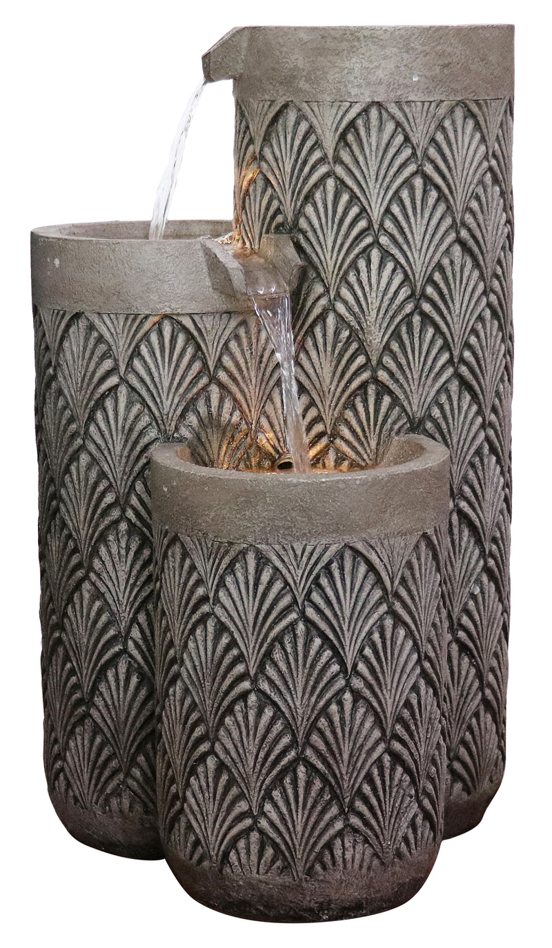 Modern Pillars Cascading Water Fountain Outdoor With Warm White Leds Hi-Line Gift Ltd.