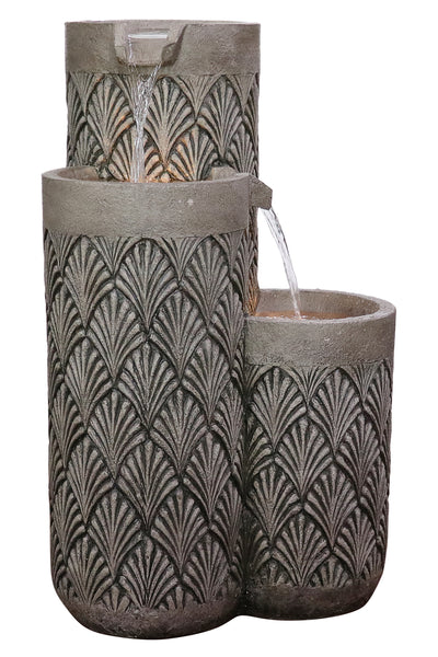 Modern Pillars Cascading Water Fountain Outdoor With Warm White Leds Hi-Line Gift Ltd.