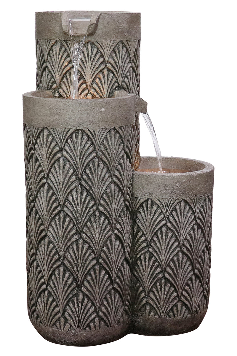Modern Pillars Cascading Water Fountain Outdoor With Warm White Leds Hi-Line Gift Ltd.