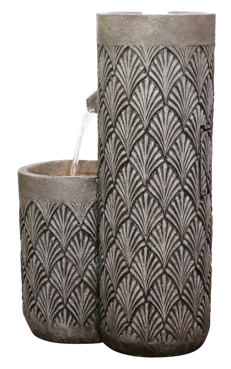 Modern Pillars Cascading Water Fountain Outdoor With Warm White Leds Hi-Line Gift Ltd.
