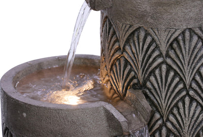 Modern Pillars Cascading Water Fountain Outdoor With Warm White Leds Hi-Line Gift Ltd.