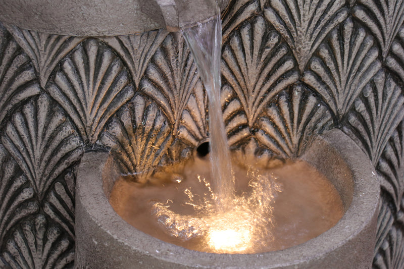 Modern Pillars Cascading Water Fountain Outdoor With Warm White Leds Hi-Line Gift Ltd.