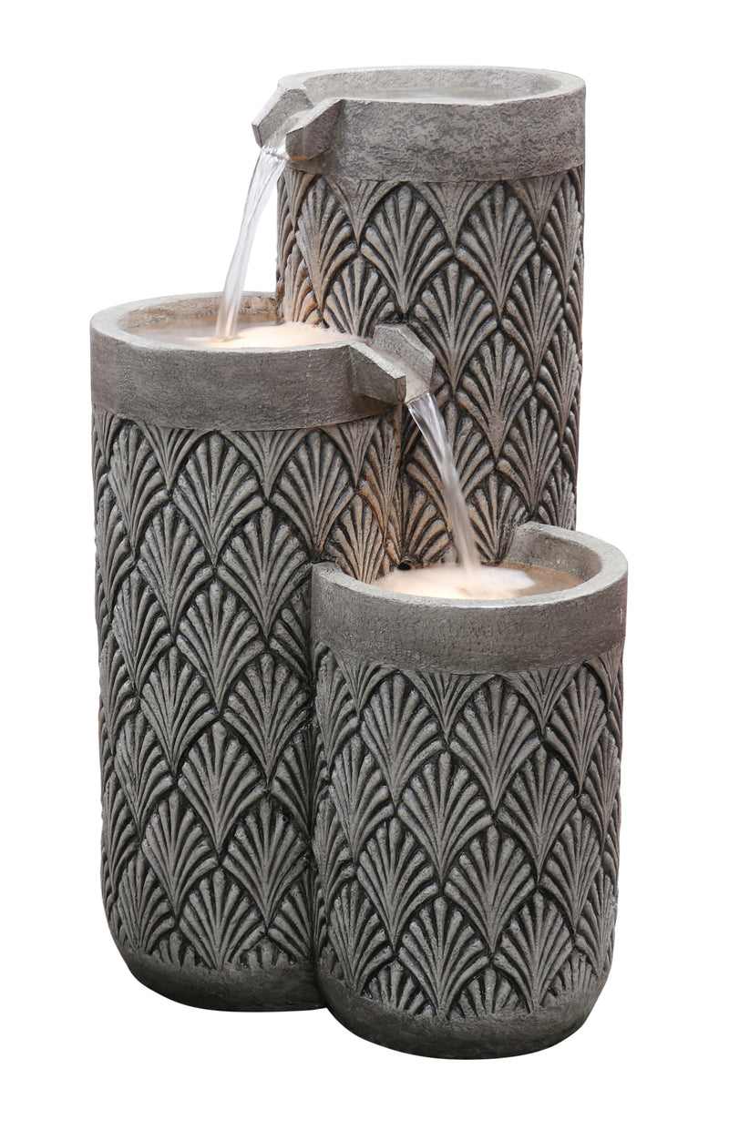 Modern Pillars Cascading Water Fountain Outdoor With Warm White Leds Hi-Line Gift Ltd.
