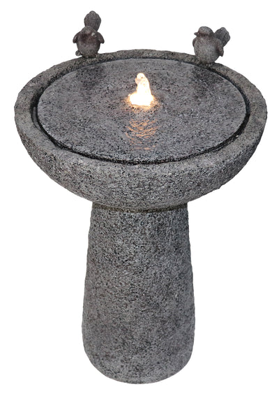 Natural Finish Bird Bath Fountain Outdoor With Warm White Led Hi-Line Gift Ltd.