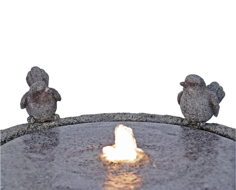 Natural Finish Bird Bath Fountain Outdoor With Warm White Led Hi-Line Gift Ltd.