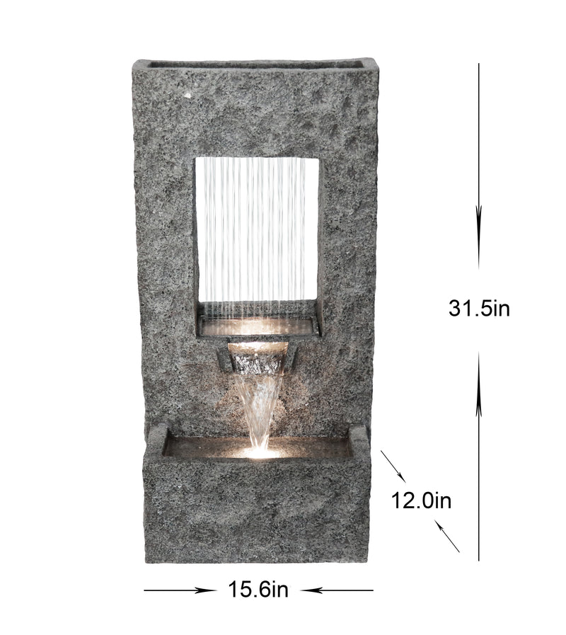 Rectangular Waterfall Fountain With Warm White Leds Hi-Line Gift Ltd.