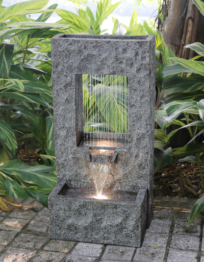 Rectangular Waterfall Fountain With Warm White Leds Hi-Line Gift Ltd.