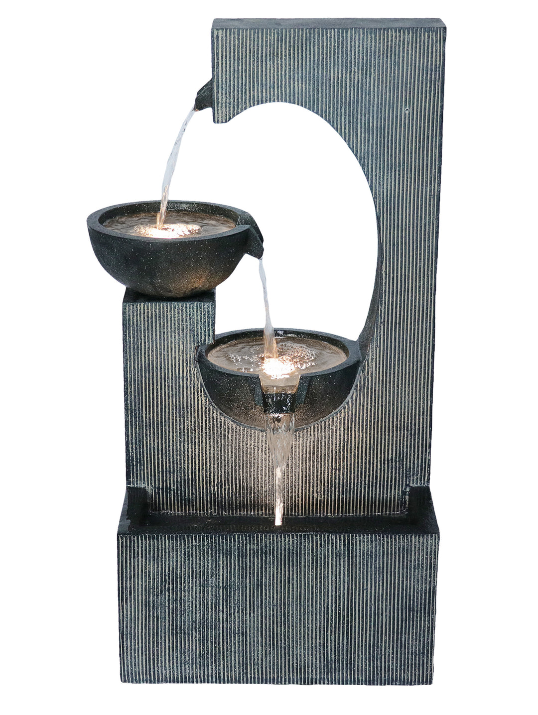 Contemporary Semi-circle Tiered Fountain Outdoor With Warm White Leds Hi-Line Gift Ltd.