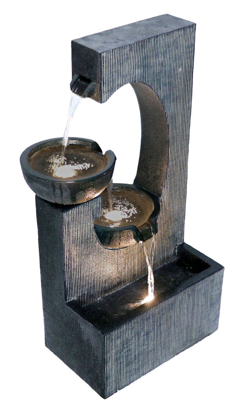 Contemporary Semi-circle Tiered Fountain Outdoor With Warm White Leds Hi-Line Gift Ltd.