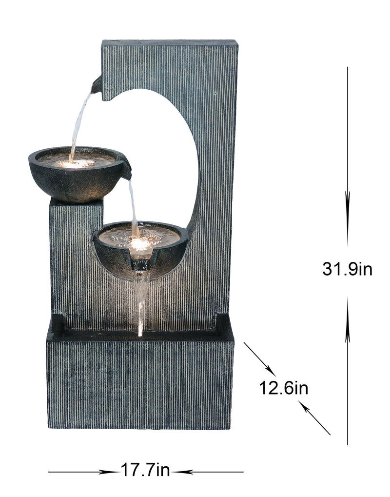 Contemporary Semi-circle Tiered Fountain Outdoor With Warm White Leds Hi-Line Gift Ltd.