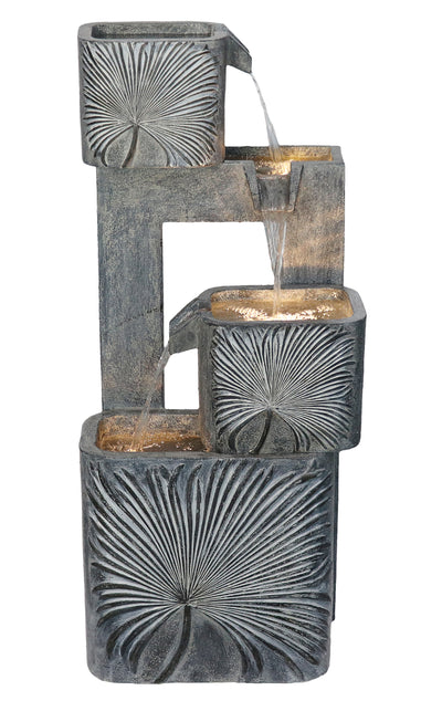 79743 - 3 Tiers Modern Cascading Water Fountain Outdoor with Warm White LEDS Hi-Line Gift Ltd.