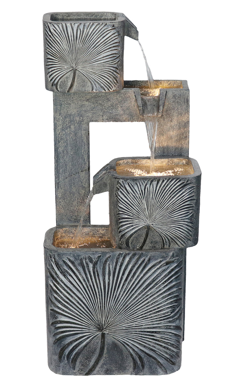 79743 - 3 Tiers Modern Cascading Water Fountain Outdoor with Warm White LEDS Hi-Line Gift Ltd.