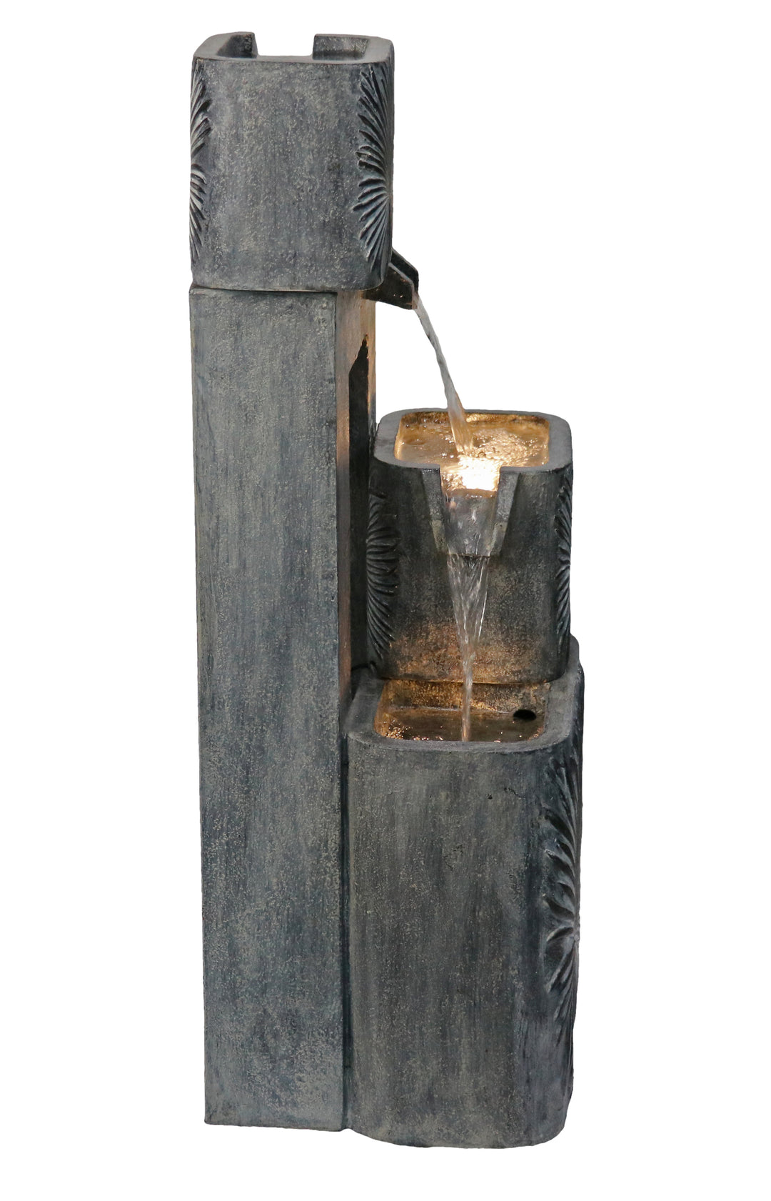 79743 - 3 Tiers Modern Cascading Water Fountain Outdoor with Warm White LEDS Hi-Line Gift Ltd.
