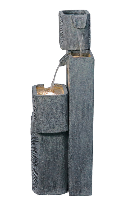79743 - 3 Tiers Modern Cascading Water Fountain Outdoor with Warm White LEDS Hi-Line Gift Ltd.