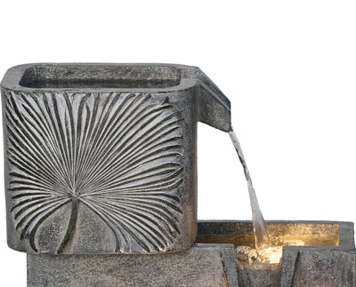 79743 - 3 Tiers Modern Cascading Water Fountain Outdoor with Warm White LEDS Hi-Line Gift Ltd.