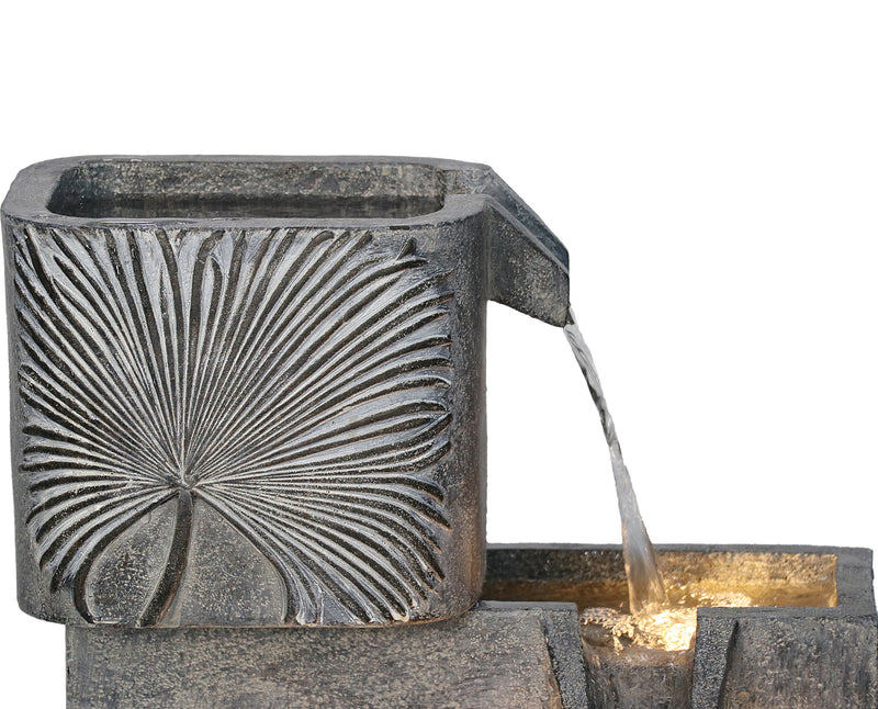 79743 - 3 Tiers Modern Cascading Water Fountain Outdoor with Warm White LEDS Hi-Line Gift Ltd.