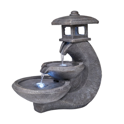 Pagoda Tiered Outdoor Fountain W/3 White Leds Hi-Line Gift Ltd.