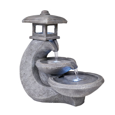 Pagoda Tiered Outdoor Fountain W/3 White Leds Hi-Line Gift Ltd.