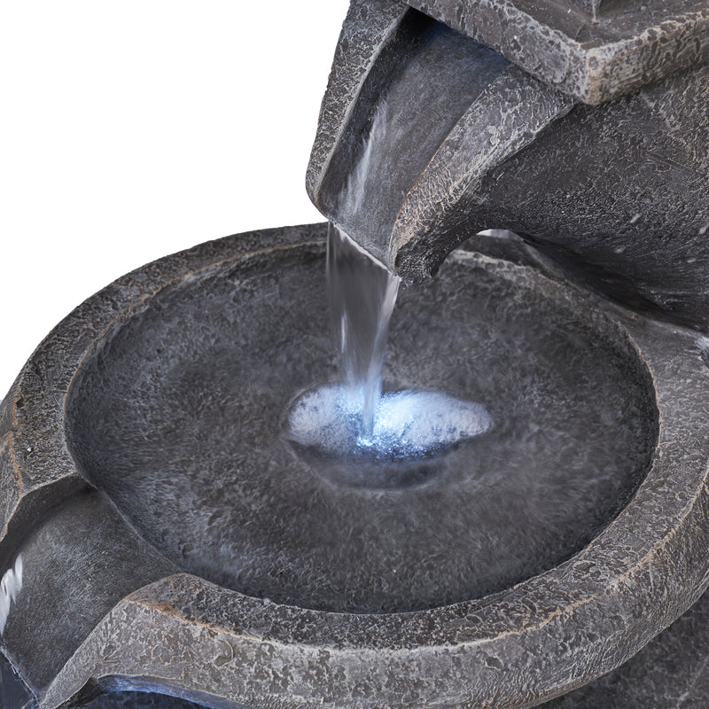 Pagoda Tiered Outdoor Fountain W/3 White Leds Hi-Line Gift Ltd.